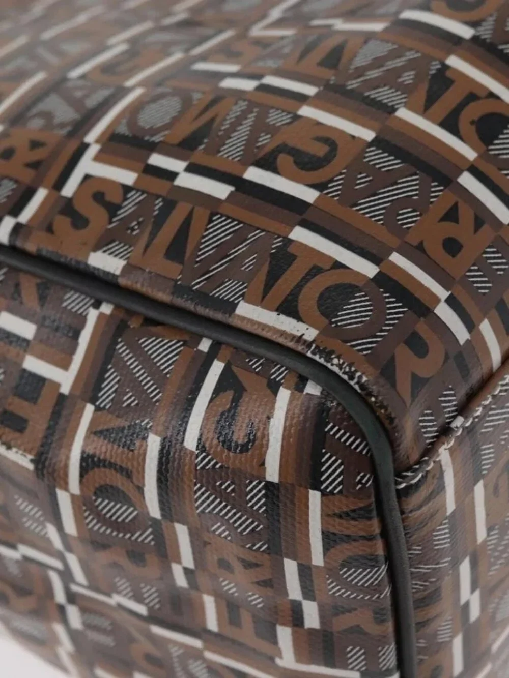 Salvatore Ferragamo Tote Bag PVC Brown Auth BA11865